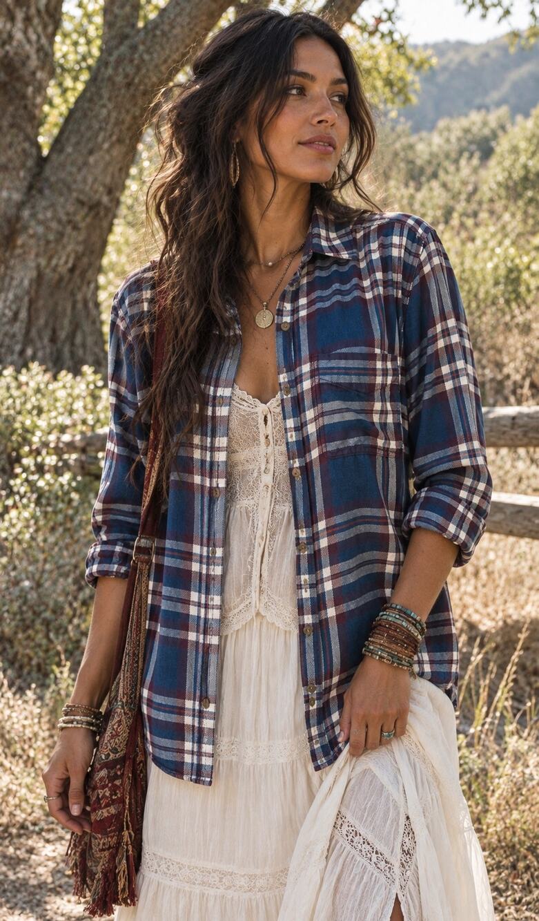 American Eagle Lightweight Plaid Button Front Shirt Blue Burgundy Large NWOT